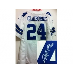 Nike Dallas Cowboys 24 Morris Claiborne White Elite Signed NFL Jersey