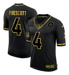 Nike Dallas Cowboys 4 Dak Prescott Black Gold 2020 Salute To Service Limited Jersey
