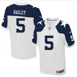 Nike Dallas Cowboys #5 Dan Bailey White Thanksgiving Throwback Mens Stitched NFL Elite Jersey
