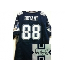 Nike Dallas Cowboys 88 Dez Bryant Blue Elite Signed NFL Jersey