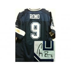 Nike Dallas Cowboys 9 Tony Romo Blue Elite Signed NFL Jersey