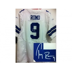 Nike Dallas Cowboys 9 Tony Romo White Elite Signed NFL Jersey