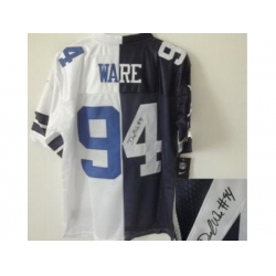 Nike Dallas Cowboys 94 DeMarcus Ware Blue White Elite Split Signed NFL Jersey