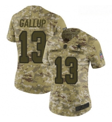 Cowboys #13 Michael Gallup Camo Women Stitched Football Limited 2018 Salute to Service Jersey