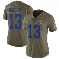 Cowboys #13 Michael Gallup Olive Women Stitched Football Limited 2017 Salute to Service Jersey