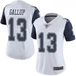 Cowboys #13 Michael Gallup White Women Stitched Football Limited Rush Jersey