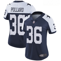 Cowboys #36 Tony Pollard Navy Blue Thanksgiving Women Stitched Football Vapor Untouchable Limited Throwback Jersey