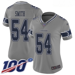 Cowboys #54 Jaylon Smith Gray Women Stitched Football Limited Inverted Legend 100th Season Jersey