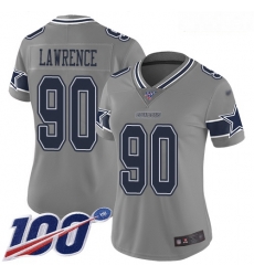 Cowboys #90 Demarcus Lawrence Gray Women Stitched Football Limited Inverted Legend 100th Season Jersey