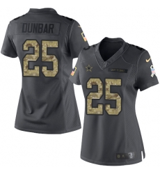 Nike Cowboys #25 Lance Dunbar Black Womens Stitched NFL Limited 2016 Salute to Service Jersey