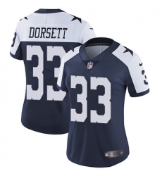 Nike Cowboys #33 Tony Dorsett Navy Blue Thanksgiving Womens Stitched NFL Vapor Untouchable Limited Throwback Jersey