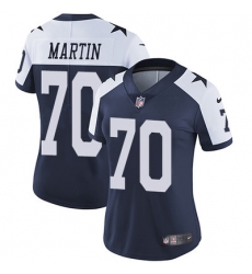 Nike Cowboys #70 Zack Martin Navy Blue Thanksgiving Womens Stitched NFL Vapor Untouchable Limited Throwback Jersey