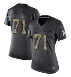 Nike Cowboys #71 La 27el Collins Black Womens Stitched NFL Limited 2016 Salute to Service Jersey