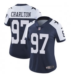 Nike Cowboys #97 Taco Charlton Navy Blue Thanksgiving Womens Stitched NFL Vapor Untouchable Limited Throwback Jersey
