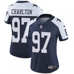 Nike Cowboys #97 Taco Charlton Navy Blue Thanksgiving Womens Stitched NFL Vapor Untouchable Limited Throwback Jersey