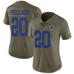 Women Cowboys 20 Tony Pollard Olive Stitched Football Limited 2017 Salute to Service Jersey