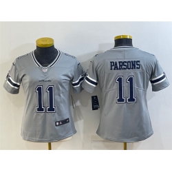 Women Dallas Cowboys 11 Micah Parsons Gray Stitched Jersey