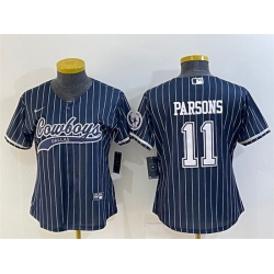 Women Dallas Cowboys 11 Micah Parsons Navy With Patch Cool Base Stitched Baseball JerseyS
