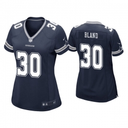 Women Dallas Cowboys 30 DaRon Bland Navy Stitched Game Jersey