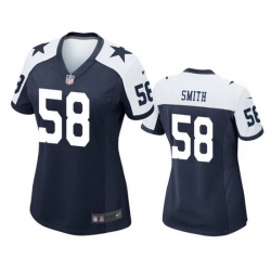 Women Dallas Cowboys 58 Mazi Smith White Thanksgiving Stitched Football Game Jersey