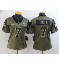 Women Dallas Cowboys #7 Trevon Diggs Nike Olive 2021 Salute To Service Limited Player Jersey