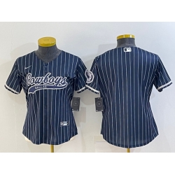 Women Dallas Cowboys Blank Navy With Patch Cool Base Stitched Baseball Jersey