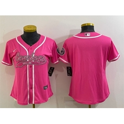 Women Dallas Cowboys Blank Pink With Patch Cool Base Stitched Baseball Jersey