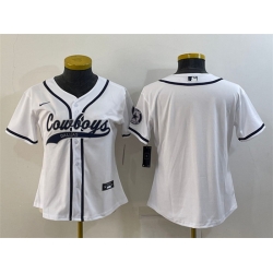 Women Dallas Cowboys Blank White With Patch Cool Base Stitched Baseball Jersey