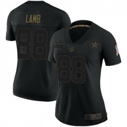 Women Dallas Cowboys CeeDee Lamb Black Limited 2020 Salute To Service Jersey