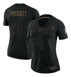 Women Dallas Cowboys Dak Prescott Black Limited 2020 Salute To Service Jersey