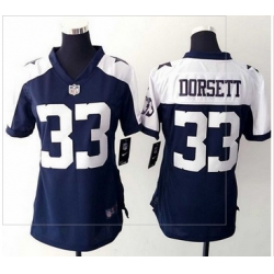 Women Nike Cowboys #33 Tony Dorsett Navy Blue Thanksgiving Throwback Stitched NFL Elite Jersey