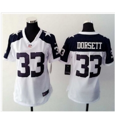 Women Nike Cowboys #33 Tony Dorsett White Thanksgiving Throwback Stitched NFL Elite Jersey