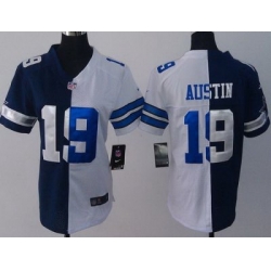 Women Nike Dallas Cowboys #19 Miles Austin Blue White Split NFL Jerseys
