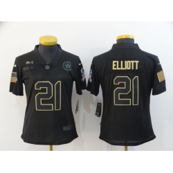 Women Nike Dallas Cowboys 21 Ezekiel Elliott Black Women 2020 Salute To Service Limited Jersey