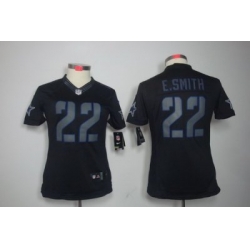 Women Nike Dallas Cowboys 22# E.SMITH Black Jerseys[Impact Limited]