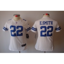 Women Nike Dallas Cowboys 22 E.SMITH White Color[Women's NIKE LIMITED Jersey]