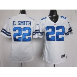 Women Nike Dallas Cowboys 22 E.SMITH White NFL Jerseys