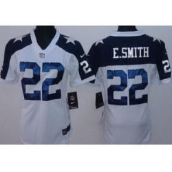 Women Nike Dallas Cowboys 22 E.SMITH White Thanksgivings LIMITED NFL Jerseys