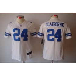 Women Nike Dallas Cowboys 24# Claiborne White Color[Women's NIKE LIMITED Jersey]