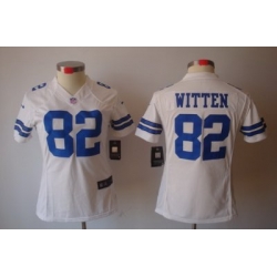 Women Nike Dallas Cowboys 82# Witten White Color[Women's NIKE LIMITED Jersey]