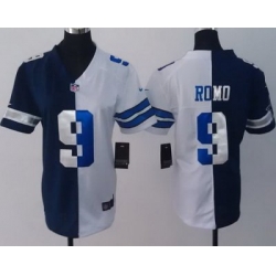 Women Nike Dallas Cowboys #9 Tony Romo Blue White Split NFL Jerseys