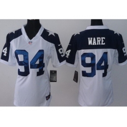 Women Nike Dallas Cowboys 94 DeMarcus Ware White Thanksgivings NFL Jerseys