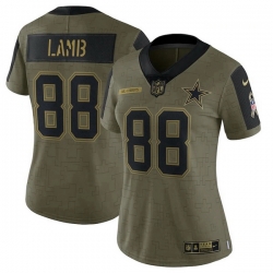 Women's Dallas Cowboys CeeDee Lamb Nike Olive 2021 Salute To Service Limited Player Jersey