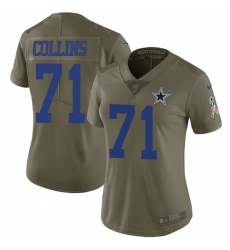 Womens Nike Cowboys #71 La el Collins Olive  Stitched NFL Limited 2017 Salute to Service Jersey