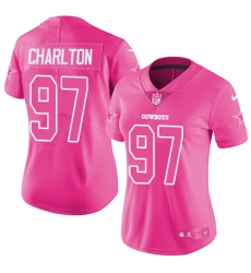 Womens Nike Cowboys #97 Taco Charlton Pink  Stitched NFL Limited Rush Fashion Jersey