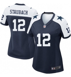 Womens Nike Dallas Cowboys 12 Roger Staubach Game Navy Blue Throwback Alternate NFL Jersey