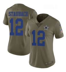 Womens Nike Dallas Cowboys 12 Roger Staubach Limited Olive 2017 Salute to Service NFL Jersey