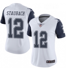 Womens Nike Dallas Cowboys 12 Roger Staubach Limited White Rush Vapor Untouchable NFL Jersey