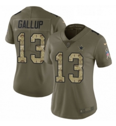 Womens Nike Dallas Cowboys 13 Michael Gallup Limited OliveCamo 2017 Salute to Service NFL Jersey