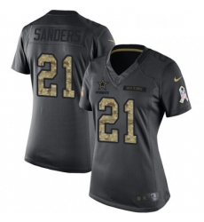 Womens Nike Dallas Cowboys 21 Deion Sanders Limited Black 2016 Salute to Service NFL Jersey